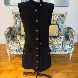 Veronica Beard Leigh Mod Sleeveless Button-Front Mini Dress